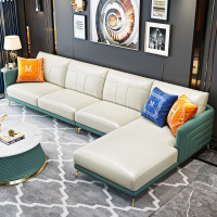 煜蒂家具旗舰店 后现代意式轻奢风真皮沙发 简约欧美式奢华头层牛皮全实木沙发 L型客厅转角组合创意小户型网红家具