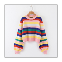 欧美风女装彩色长袖针织上衣毛衣