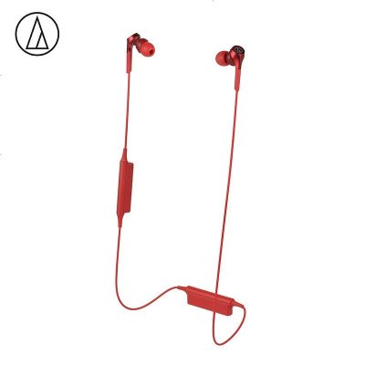 铁三角(audio-technica) ATH-CKS550XBT 重低音蓝牙运动入耳式耳机 红色 颈挂线控 手机通话