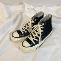 林先参 高帮帆布鞋女ulzzang复古港风港味百搭学生韩版ins潮鞋子