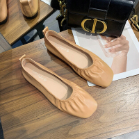 XeeJee单鞋女2020春夏网红女鞋仙女风方头平底奶奶鞋浅口豆豆鞋女潮