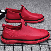 xeejee皮面全黑色秋季百搭休闲板鞋厨房上班防水潮鞋男冬季皮鞋厨师