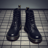 xeejee马丁靴男高帮英伦风韩版潮流男靴子秋季防水情侣中帮工装增高皮靴