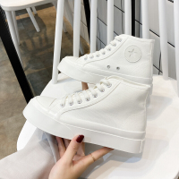 xeejee高帮厚底帆布鞋女2021年春季新款ulzzang百搭板鞋春秋布鞋子