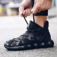 些久ins超火的鞋子红色运动鞋男跑步鞋全黑男鞋45特大码46休闲小红鞋