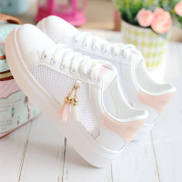 些久中大童7小学生女孩9网面镂空运动鞋10女童小白鞋儿童鞋子16岁网鞋