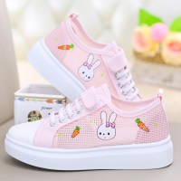 些久女童板鞋2021夏季韩版小白鞋夏款网鞋女大童鞋子单鞋粉色童鞋运动