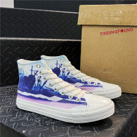 些久高帮帆布鞋男运动潮流网红爱心男鞋手绘涂鸦学生鞋子百搭休闲板鞋