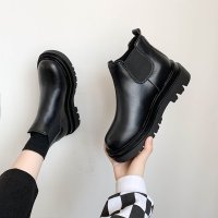 些久白色马丁靴女春秋单靴2021新款秋季薄款厚底英伦风烟筒切尔西短靴