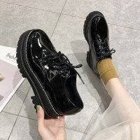 些久英伦风小皮鞋女软皮日系韩版百搭厚底松糕鞋2021年新款春秋单鞋