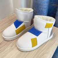 些久可爱加绒加厚雪地靴子女2021新款平底短筒面包靴学生百搭保暖棉靴
