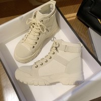 些久登山工装靴女ins潮2021年新款帆布马丁靴薄款高帮沙漠靴子女