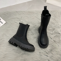 些久厚底切尔西靴女2021年秋季新款时尚烟筒靴子百搭薄款瘦瘦马丁靴潮