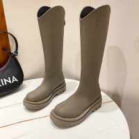 些久高筒靴子女春秋款2021年新款秋季骑士靴粗腿小个子厚底靴子