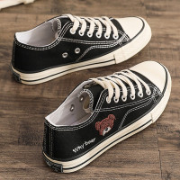 些久小熊低帮帆布鞋女2022年新款春季ulzzang百搭ins潮板鞋学生小黑鞋