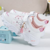 些久白鞋新款春夏季大童跑鞋女孩子魔术贴皮面运动鞋中小学生旅游波鞋