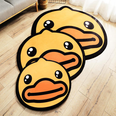 正版小黄鸭圆形家用地毯卡通造型客厅沙发卧室加厚防滑垫