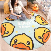 大江正版小黄鸭圆形地毯卧室房间卡通地垫家用吊篮儿童房电脑椅床边毯
