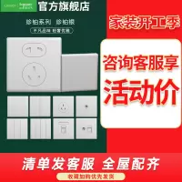 施耐德电气 开关插座 珍铂系列珍铂银色 金属铝合金面板 家用86型插座 二三插墙壁插座 五孔电源插座 开关 带USB