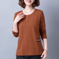 洋气妈妈装中老年打底衫女长袖T恤女宽松大码春秋款韩版上衣威珺