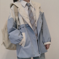 2020秋冬新款外套女学生韩版宽松小个子学院风工F双层风衣夹克威珺