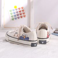 涂鸦帆布鞋女2021夏季新款百搭韩版学生平底布鞋复古港风原宿板鞋威珺