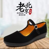 老北京布鞋女中老年人广场舞蹈鞋子工作平底鞋黑色干活软底妈妈鞋威珺
