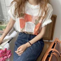 ins超火水彩印花短袖T恤女装夏季2021新款网红设计感宽松白色上衣威珺