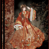 一鹿有霓明制汉服女秋冬季加绒半袖披刺绣马面拜年日常威珺