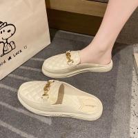 包头半拖女外穿春秋新款网红一脚蹬时尚懒人鞋平底防水防滑乐福鞋威珺