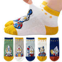 儿童袜子夏季薄款棉质网眼透气男童女童春秋短袜奥特曼中大童棉袜 威珺