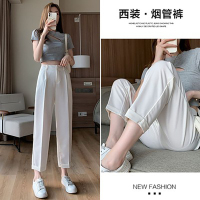 2022新款百搭卡其色垂感西装裤子女春秋九分宽松高级感直筒烟管裤威珺