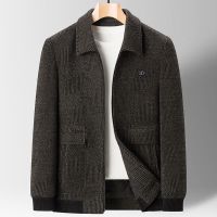 中年夹克男新款雪尼尔外套毛呢上衣男士休闲装中老年夹克衫秋冬装威珺