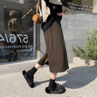 开叉针织半身裙女高腰秋冬2022年新款中长款显瘦包臀一步裙威珺