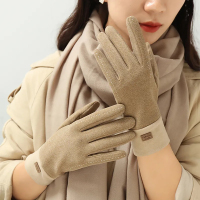 手套女冬加绒保暖韩版可爱学生防寒触屏骑行开车新款德绒手套威珺