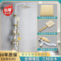 2043款BYZ三功能+增压 圆管 淋浴花洒套装全铜卫浴洗澡喷头沐浴卫生间浴室家用恒温增压