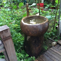 家装时尚卫浴 天然鹅卵石台上盆石头立柱盆户外一体落地洗手盆卫生间石头洗脸盆 放心购安心抵