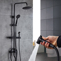 时尚家装欧式淋浴花洒套装家用全铜浴室黑色喷头沐浴卫生间洗澡神器 放心购 TCQ-四挡唐老鸭-圆01安心抵