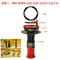 现代简欧风格家用宾馆酒店浴室卫生间洗手台洗脸盆陶瓷立柱盆落地式阳台洗手盆艺术洗面盆厕所洗脸盆安心抵