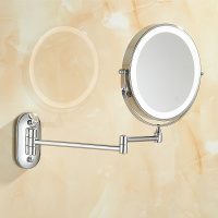 带灯浴室镜8英寸壁挂式化妆镜 LED镜 大号双面折叠放大镜子安心抵