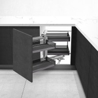 橱柜拐角拉篮厨房转角小怪物钢化玻璃合金两层调味料收纳篮安心抵