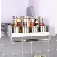 品牌直营> 吊柜上下升降拉篮不锈钢厨房橱柜下拉式收纳置物架橱柜调味篮单层安心抵