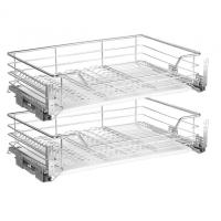 品牌直营> 厨房橱柜碗碟拉篮304不锈钢 抽屉碗篮碗架锅架餐具置物架安心抵