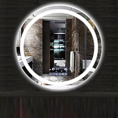 北欧壁挂LED浴室镜防雾镜蓝牙智能镜卫生间圆形化妆带灯发光镜子 直径60-白光款-线控 其他安心抵