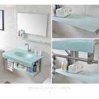 卫生间钢化玻璃洗手盆挂墙式洗面盆阳台洗漱台陶瓷盆卫浴组合面盆安心抵