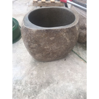 鹅卵石立柱盆洗漱台石头盆仿古石材户外庭院落地一体洗手盆洗脸盆安心抵