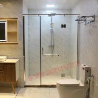 卫生间干湿分离隔断一字形家用淋浴房厕所钢化玻璃浴室简易拉 北京上测量 8mm安心抵