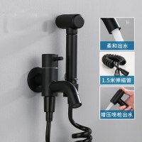 黑色带喷家用阳台拖把池单冷加长防冻水龙头冲马桶龙头一进二出安心抵