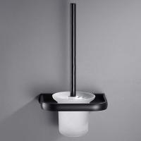 马桶刷架子置物架马桶杯玻璃杯磨砂免打孔黑色收纳厕刷架北欧卫浴安心抵