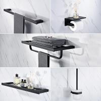 卫浴五金电镀黑色304不锈钢毛巾架卫生间转角置物架浴室挂件套装安心抵